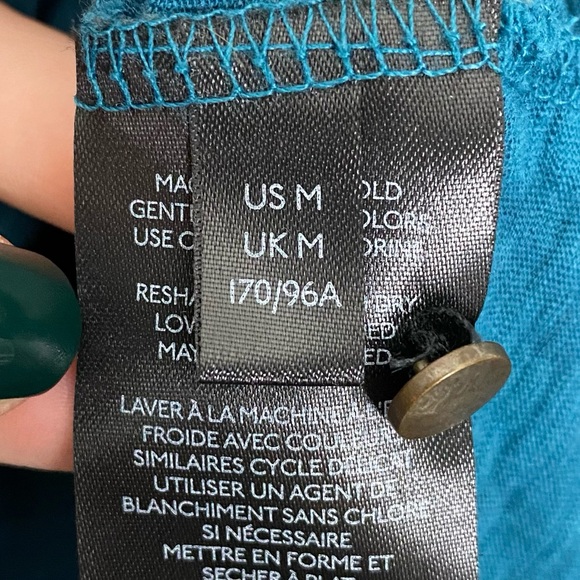 Anthropologie | Kaye Pintucked Babydoll Bell Sleeve Top Blouse Teal Size Medium - Picture 4 of 14